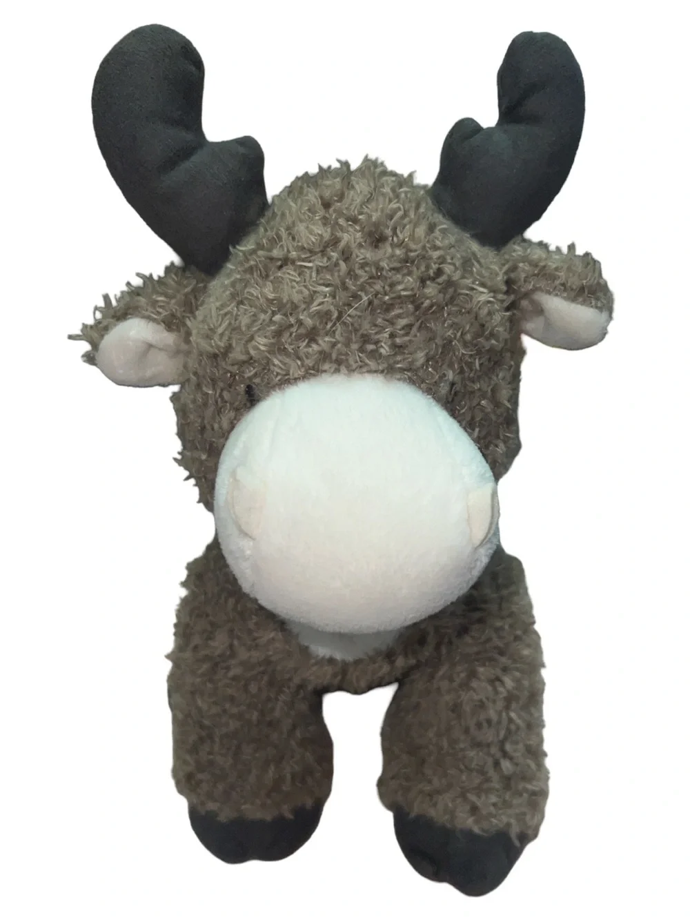 Carters Moose Reindeer Baby Plush Toy Brown Curly Stuffed Animal 8”  2015